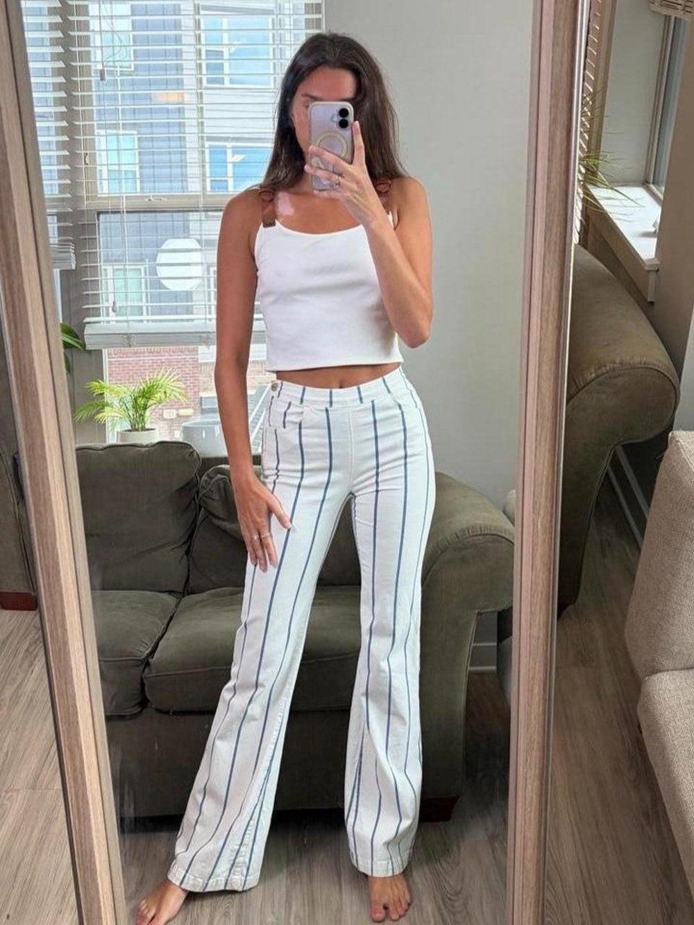 Frame denim blue and white flare jeans